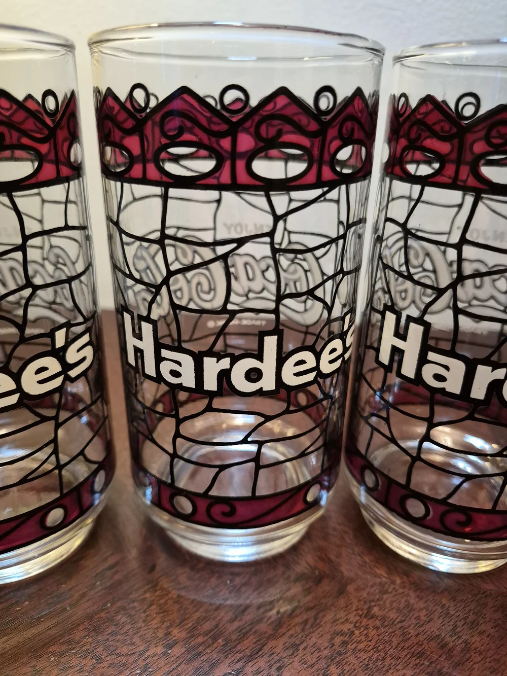 Vintage Coca Cola Clear Glasses with‎ Hardees On Side And Coca Cola  - Set of 4